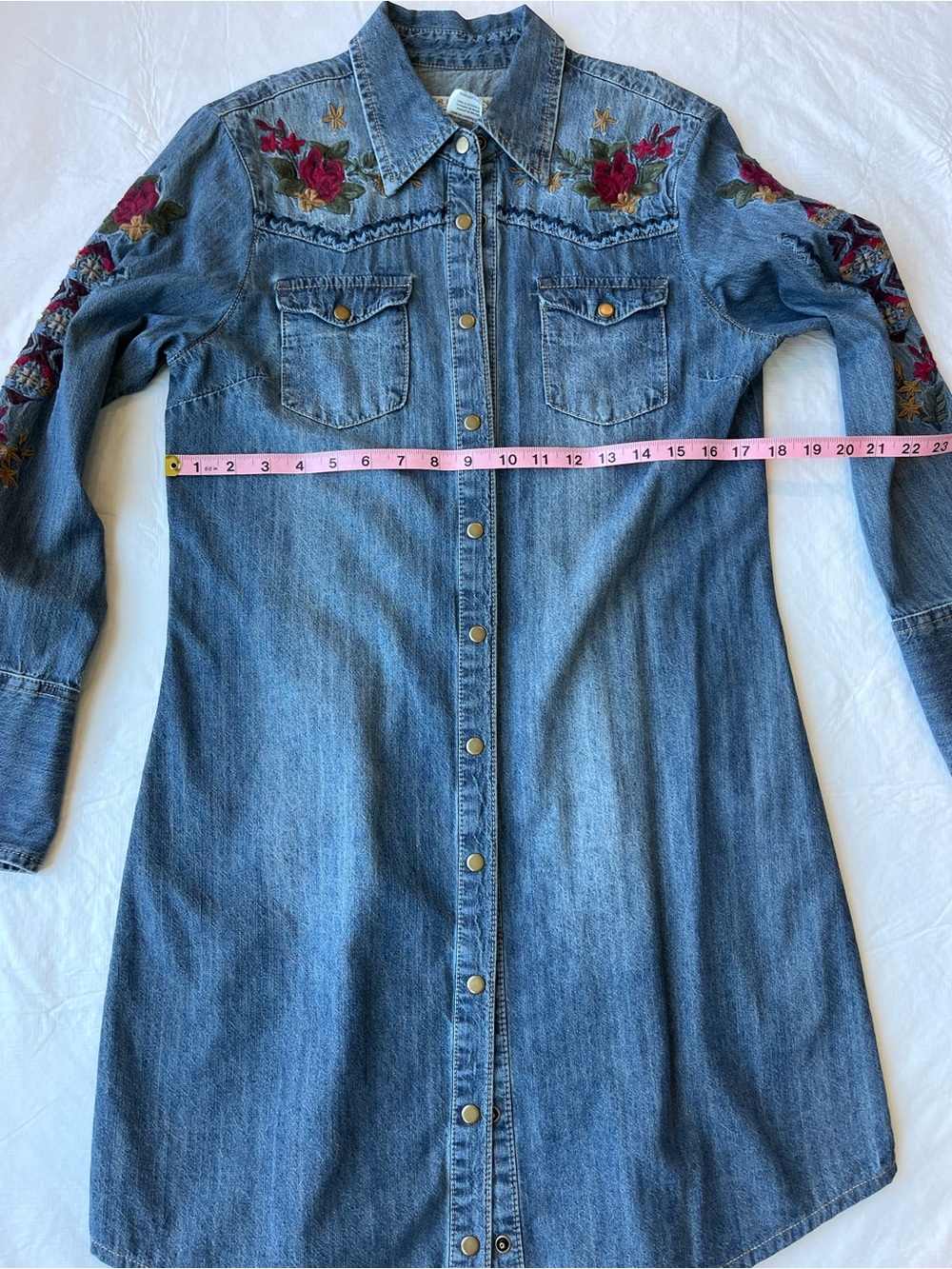 Stetson Embroidered Denim Shirt Dress Western - Picture 10 of 12